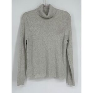 A New Day Sz XL Womens Ribbed Turtleneck Sweater Long Sleeve Light Gray Knit Top